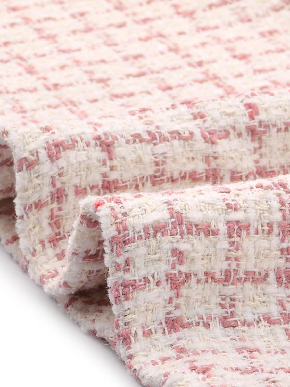 imageAllegra K Womens Elegant Short Sleeve Aline Dresses Plaid Tweed DressPink