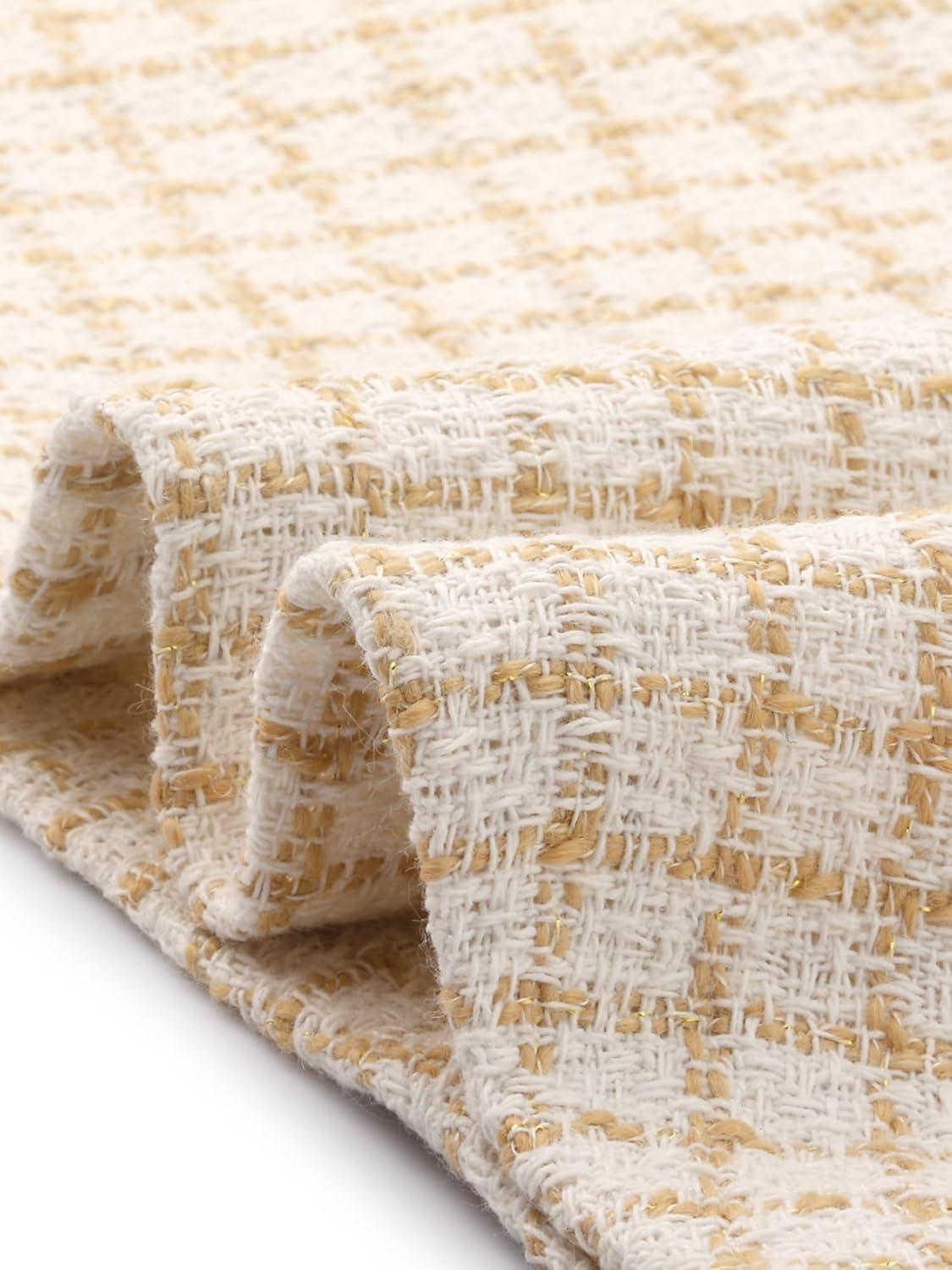 imageAllegra K Womens Elegant Short Sleeve Aline Dresses Plaid Tweed DressYellow