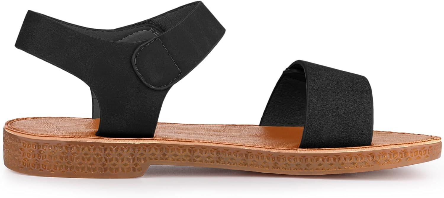 imageAllegra K Womens Fisherman Crisscross Straps Open Toe Ankle Strap Flat SandalsDeep Black