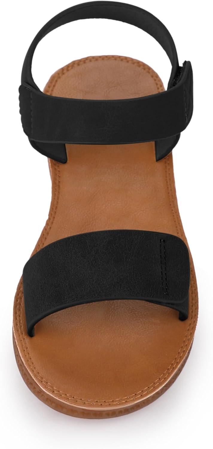 imageAllegra K Womens Fisherman Crisscross Straps Open Toe Ankle Strap Flat SandalsDeep Black