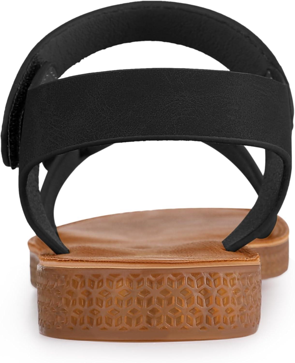 imageAllegra K Womens Fisherman Crisscross Straps Open Toe Ankle Strap Flat SandalsDeep Black