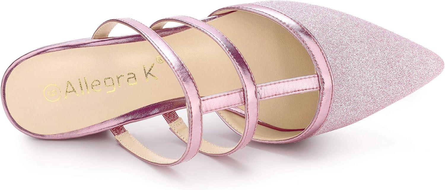 imageAllegra K Womens Glitter Pointed Toe Flat MulesPink