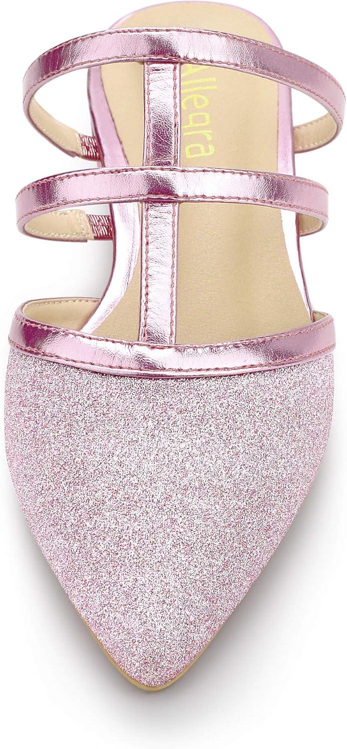 imageAllegra K Womens Glitter Pointed Toe Flat MulesPink