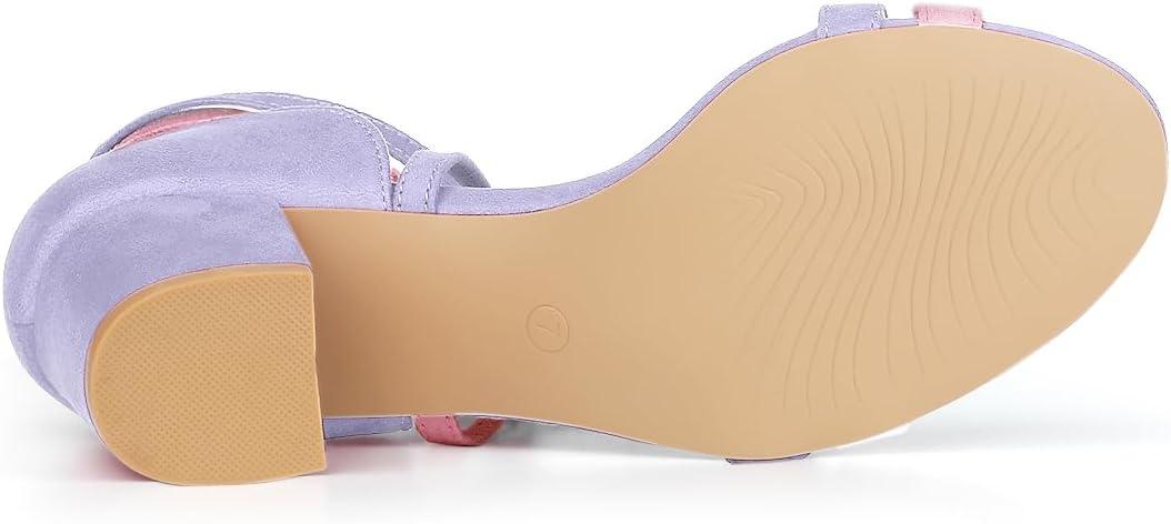 imageAllegra K Womens Open Toe Color Block Heel Lace Up Light Purple Sandals 10 M US