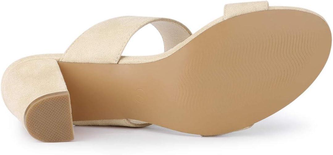 imageAllegra K Womens Opened Toe Block Heeled Slide SandalsBeige
