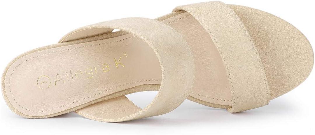 imageAllegra K Womens Opened Toe Block Heeled Slide SandalsBeige