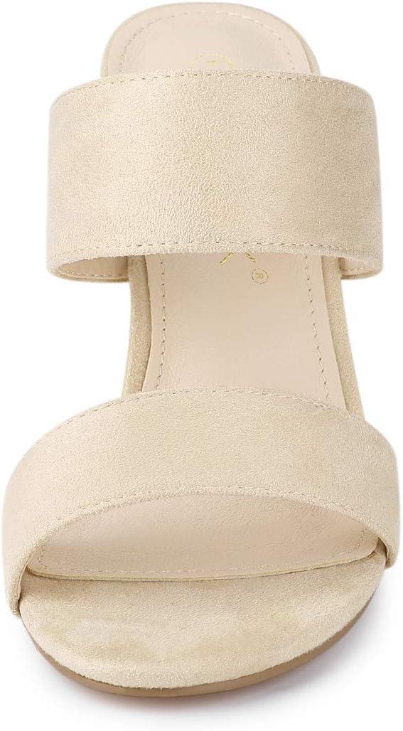 imageAllegra K Womens Opened Toe Block Heeled Slide SandalsBeige
