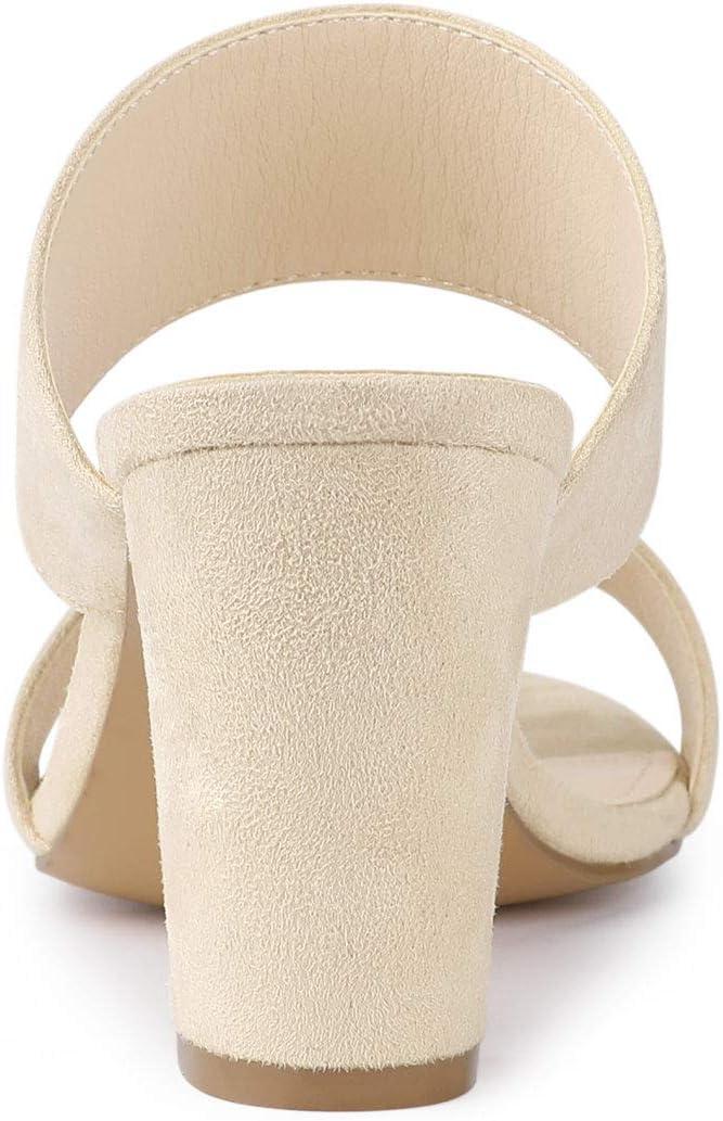 imageAllegra K Womens Opened Toe Block Heeled Slide SandalsBeige