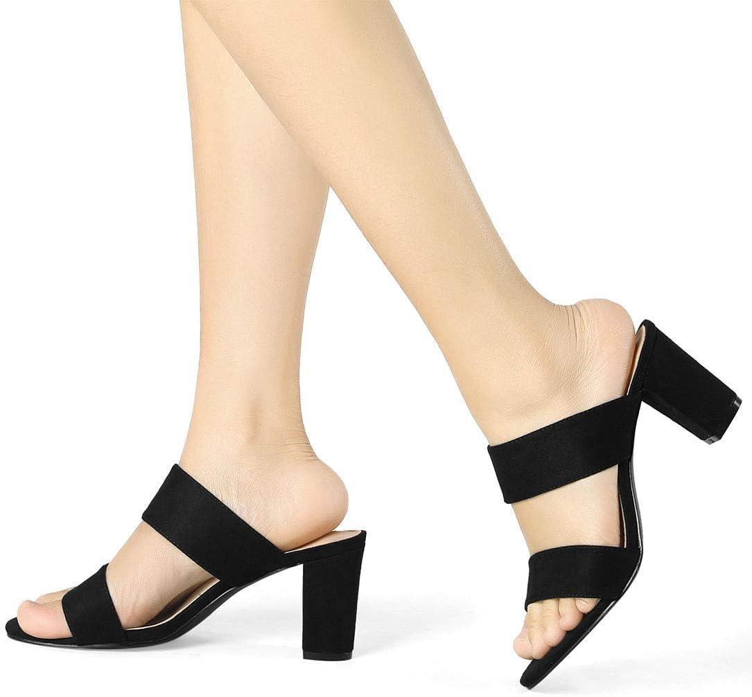 imageAllegra K Womens Opened Toe Block Heeled Slide SandalsBlack