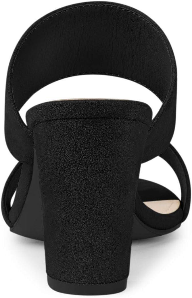 imageAllegra K Womens Opened Toe Block Heeled Slide SandalsBlack