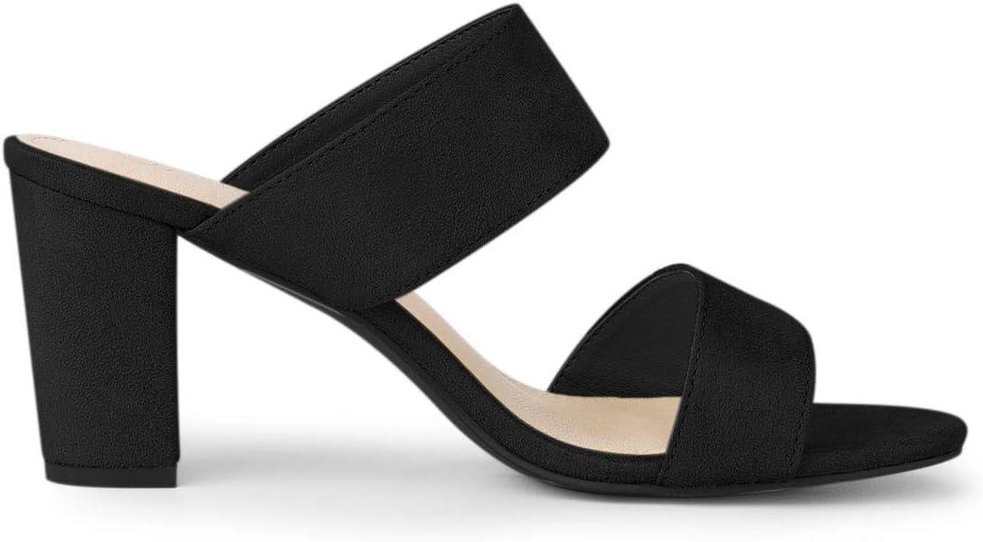 imageAllegra K Womens Opened Toe Block Heeled Slide SandalsBlack