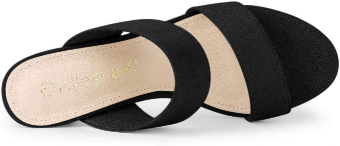 imageAllegra K Womens Opened Toe Block Heeled Slide SandalsBlack