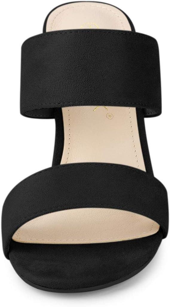 imageAllegra K Womens Opened Toe Block Heeled Slide SandalsBlack