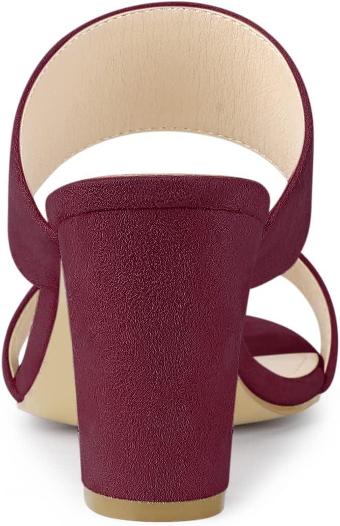 imageAllegra K Womens Opened Toe Block Heeled Slide SandalsBurgundy