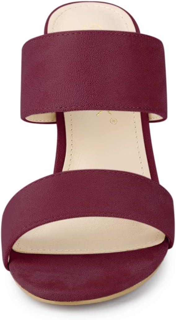 imageAllegra K Womens Opened Toe Block Heeled Slide SandalsBurgundy