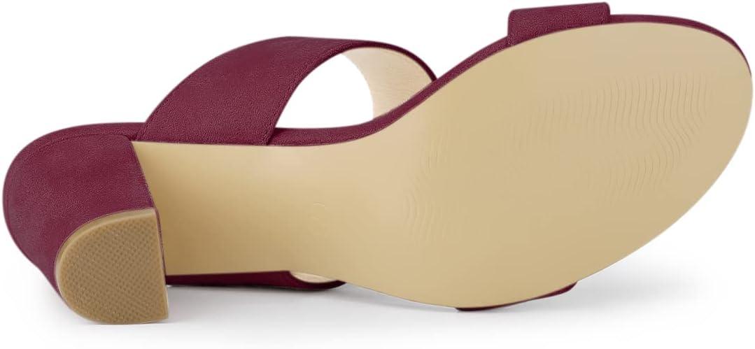 imageAllegra K Womens Opened Toe Block Heeled Slide SandalsBurgundy