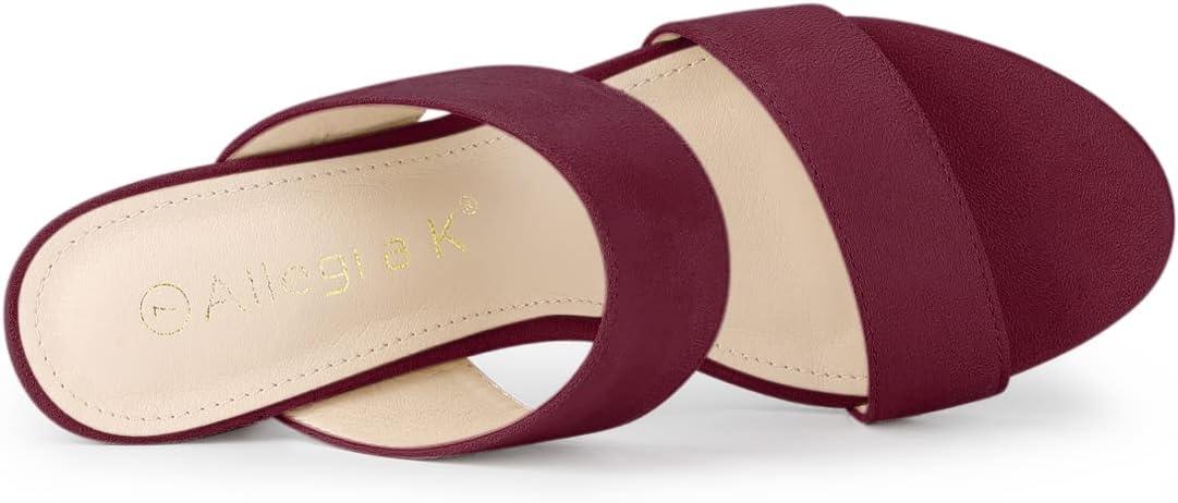 imageAllegra K Womens Opened Toe Block Heeled Slide SandalsBurgundy