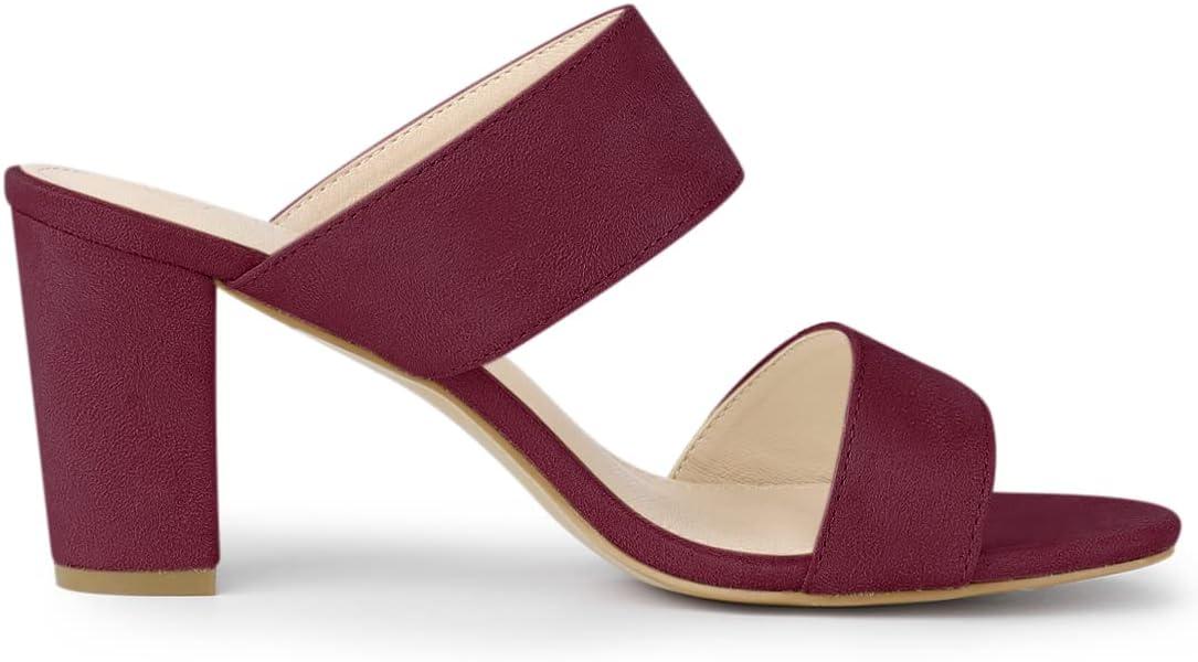 imageAllegra K Womens Opened Toe Block Heeled Slide SandalsBurgundy