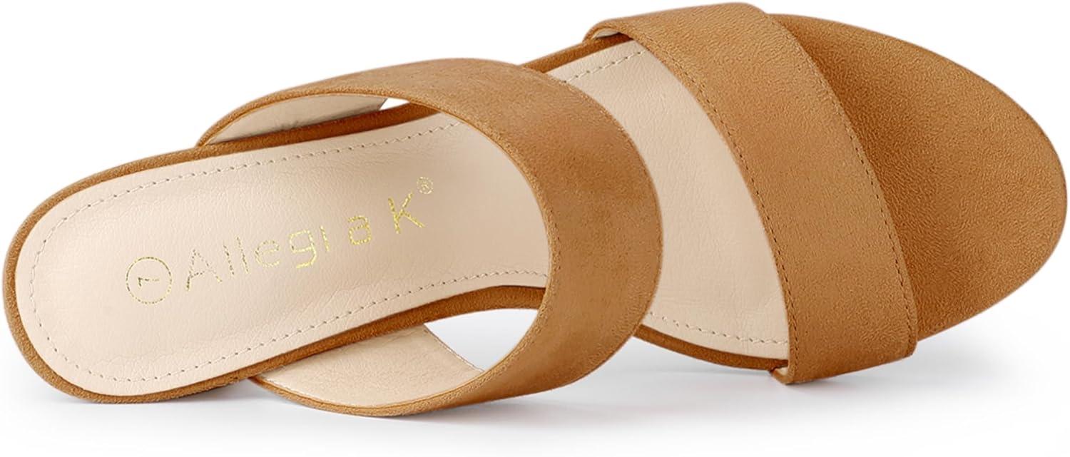 imageAllegra K Womens Opened Toe Block Heeled Slide SandalsCamel