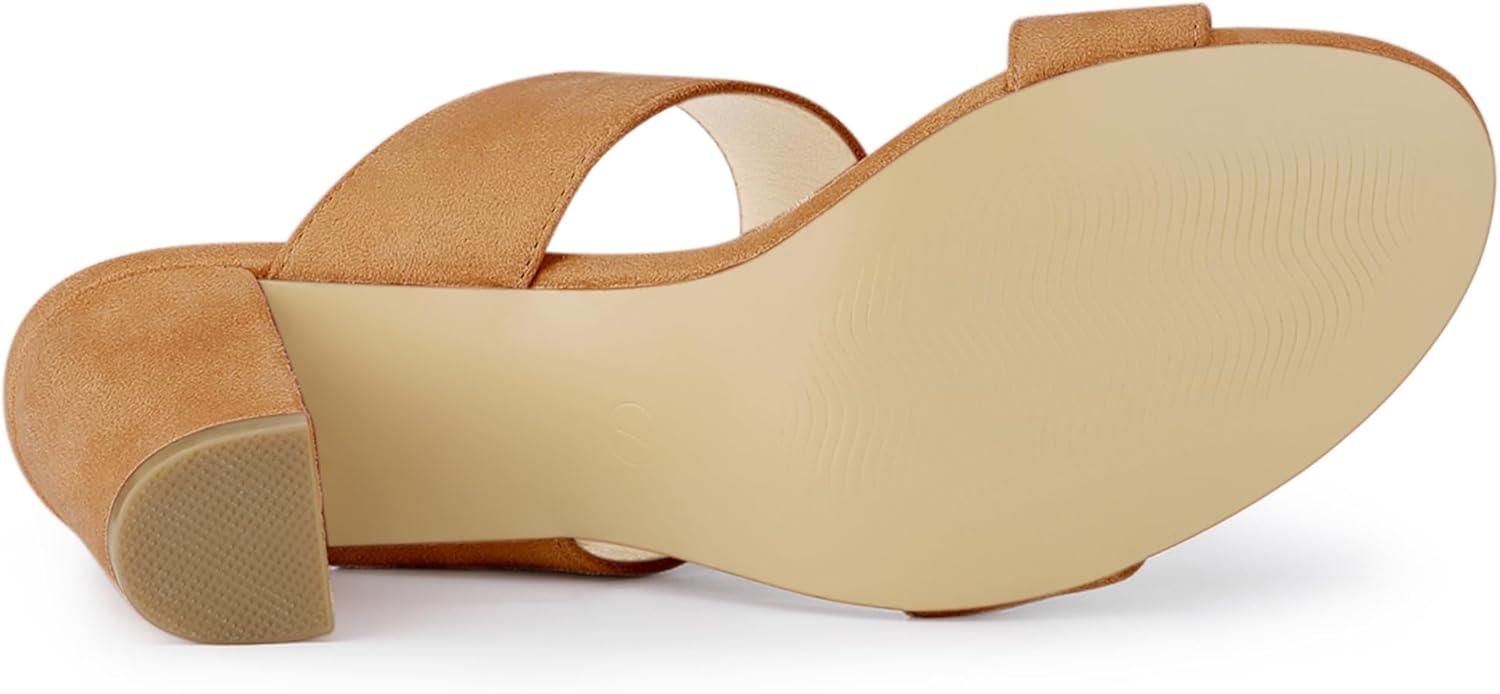 imageAllegra K Womens Opened Toe Block Heeled Slide SandalsCamel