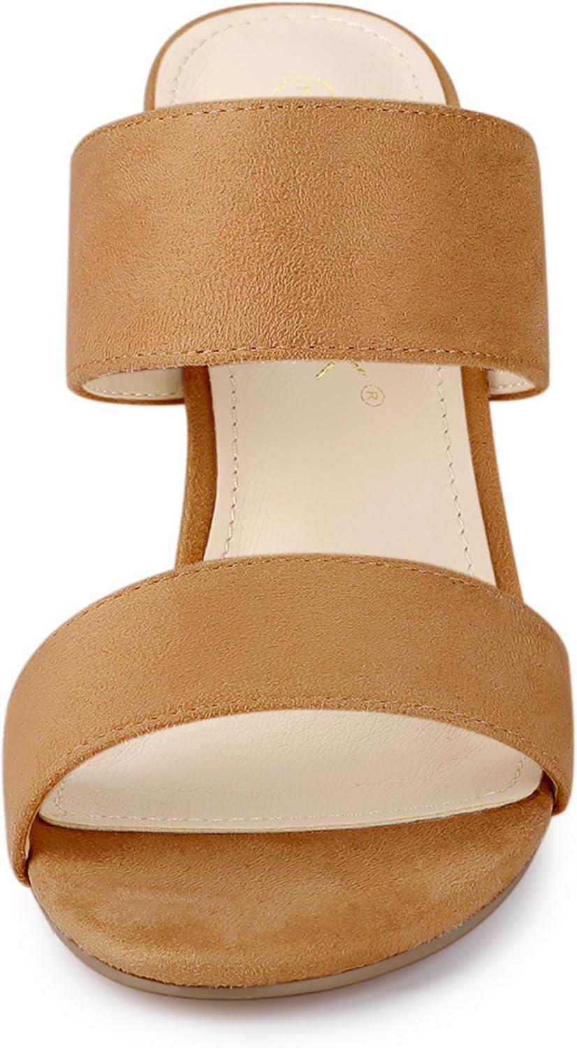 imageAllegra K Womens Opened Toe Block Heeled Slide SandalsCamel