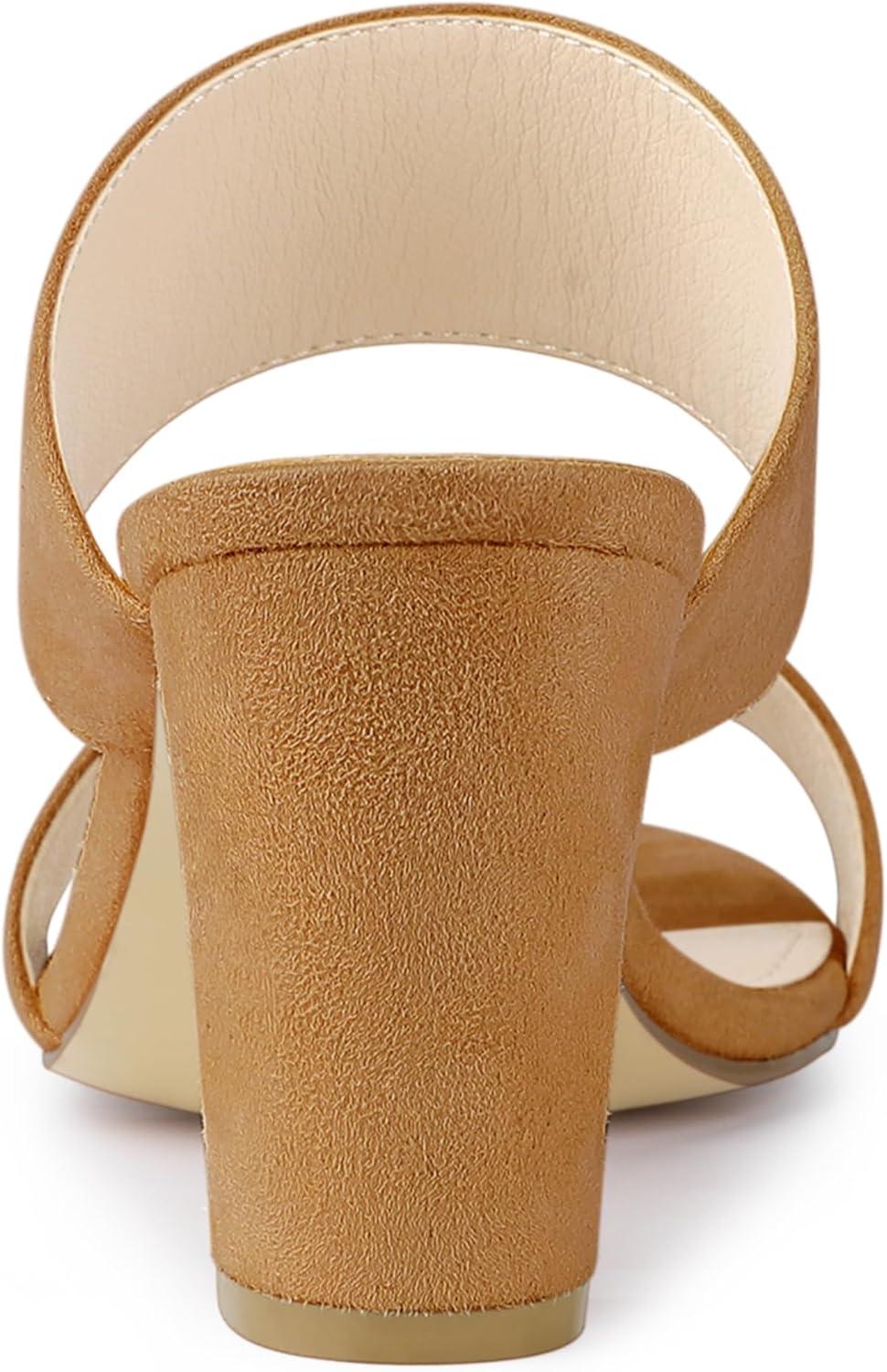 imageAllegra K Womens Opened Toe Block Heeled Slide SandalsCamel