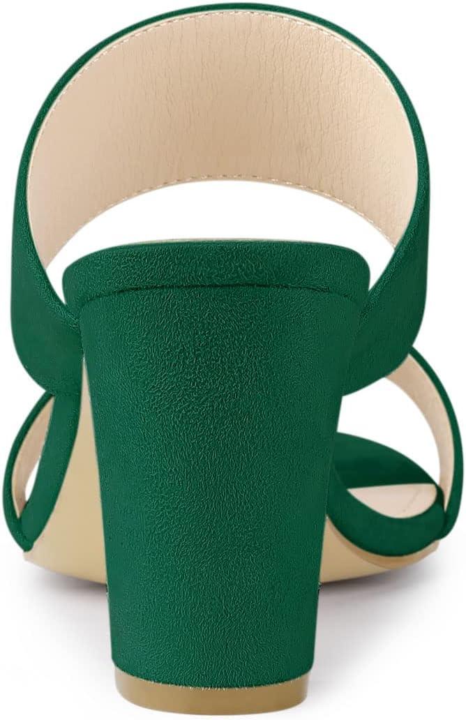imageAllegra K Womens Opened Toe Block Heeled Slide SandalsGreen