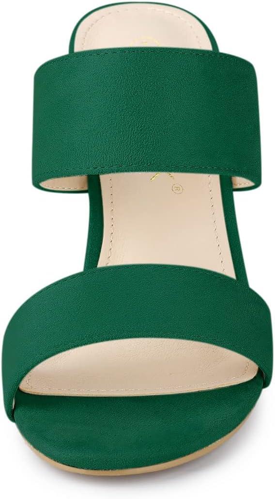imageAllegra K Womens Opened Toe Block Heeled Slide SandalsGreen