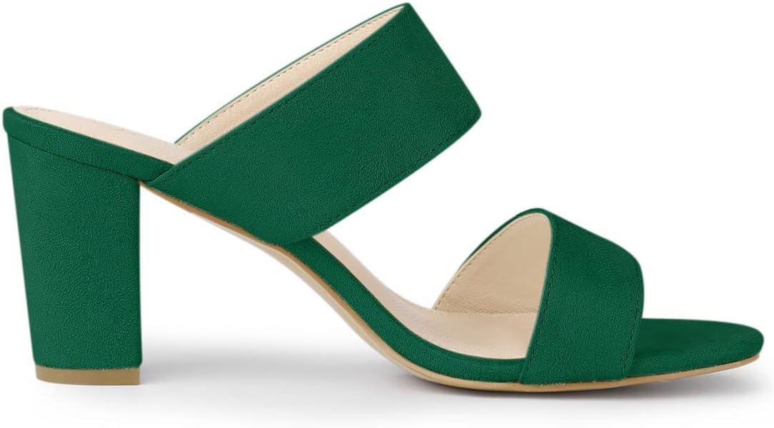 imageAllegra K Womens Opened Toe Block Heeled Slide SandalsGreen