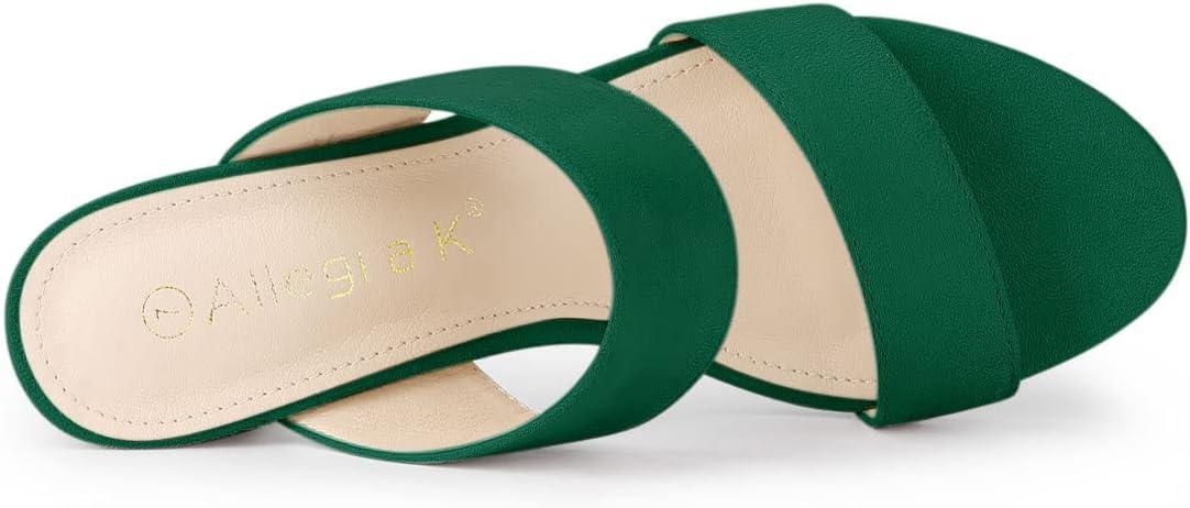 imageAllegra K Womens Opened Toe Block Heeled Slide SandalsGreen