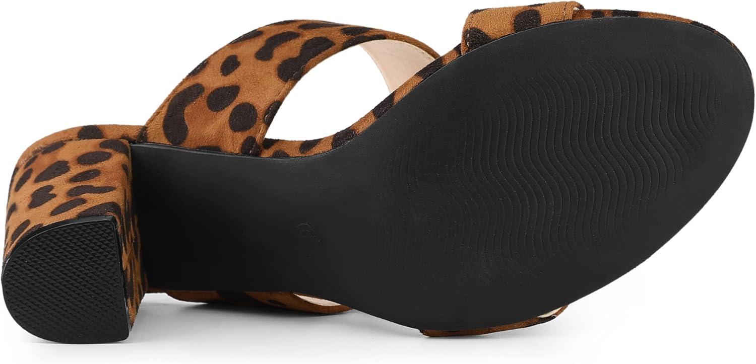 imageAllegra K Womens Opened Toe Block Heeled Slide SandalsLeopard