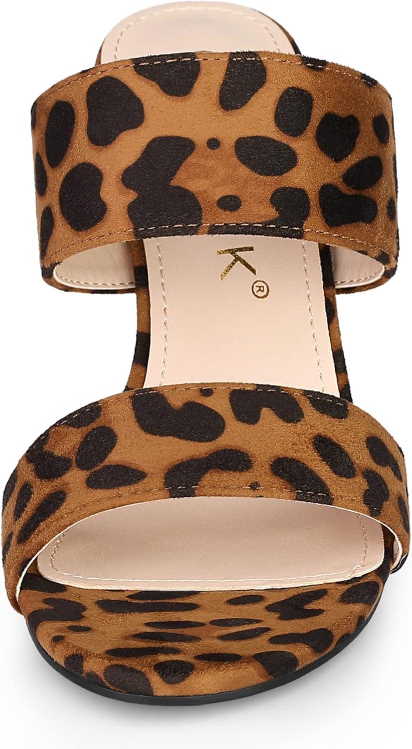 imageAllegra K Womens Opened Toe Block Heeled Slide SandalsLeopard