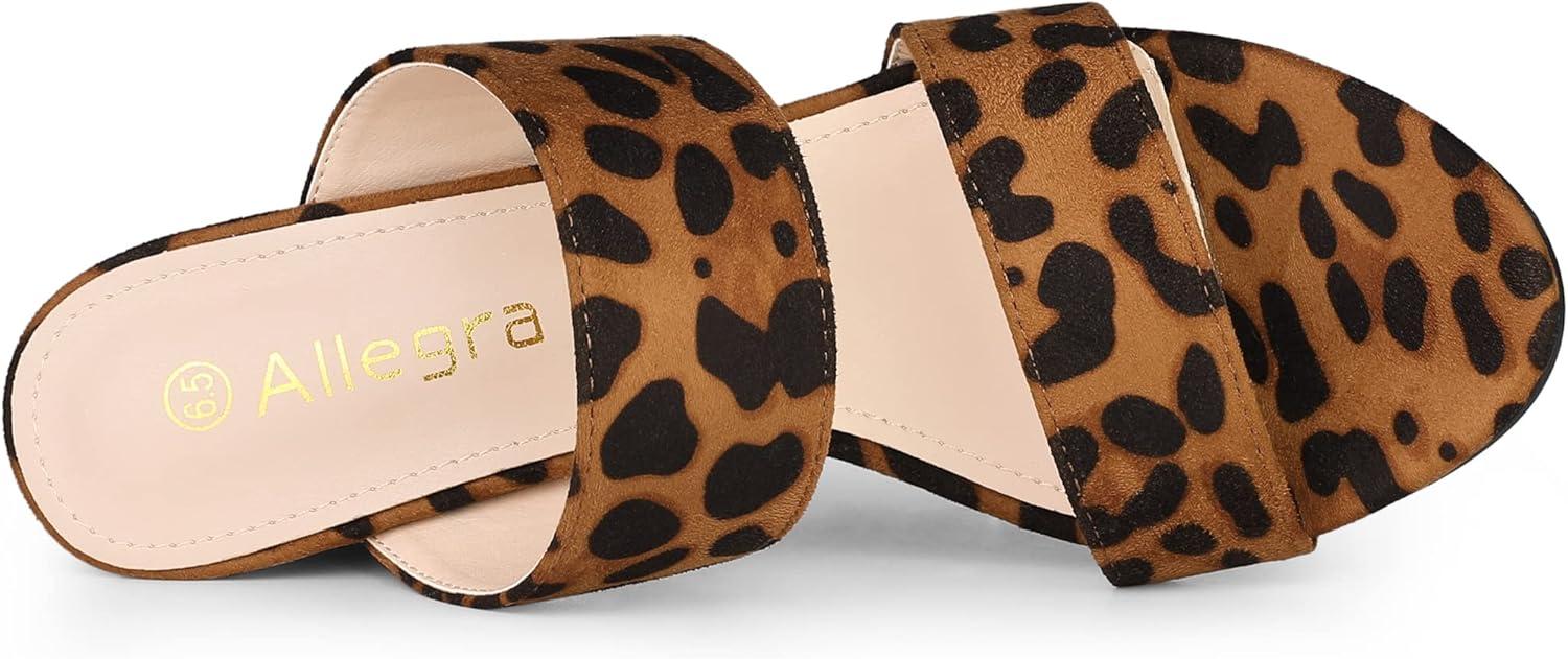 imageAllegra K Womens Opened Toe Block Heeled Slide SandalsLeopard