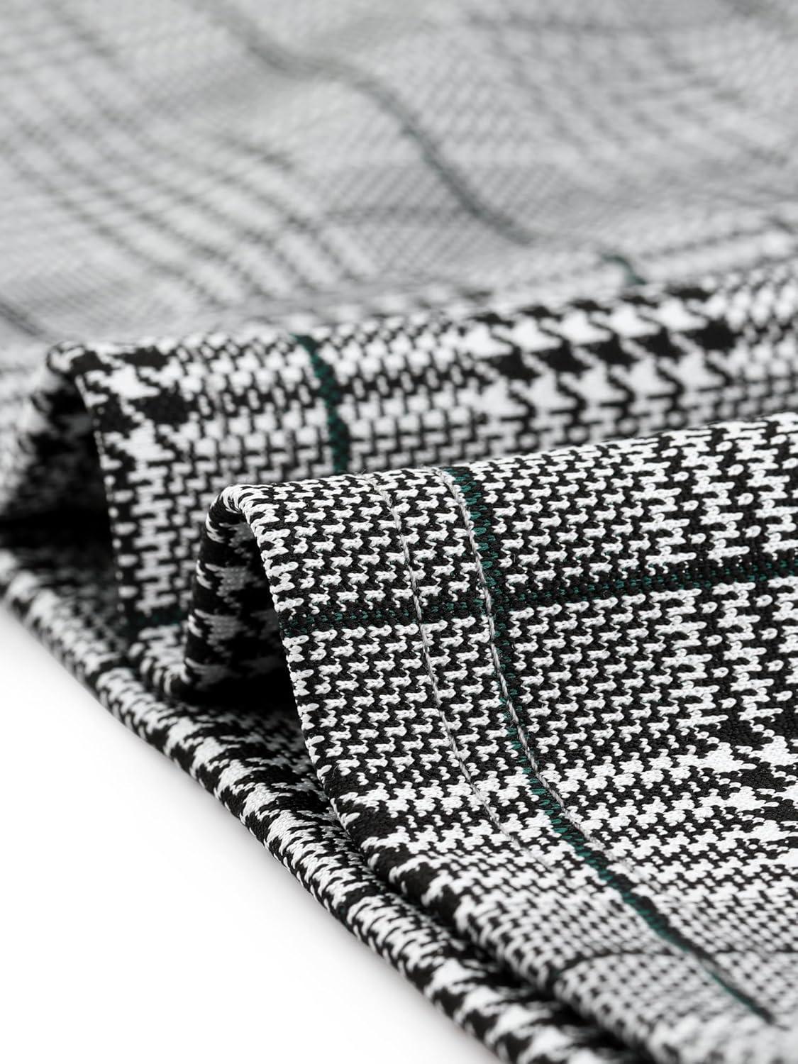 imageAllegra K Womens Peter Pan Dress Short Sleeve Stretchy Slim Fit Elegant Houndstooth Plaid Vintage DressesGreen