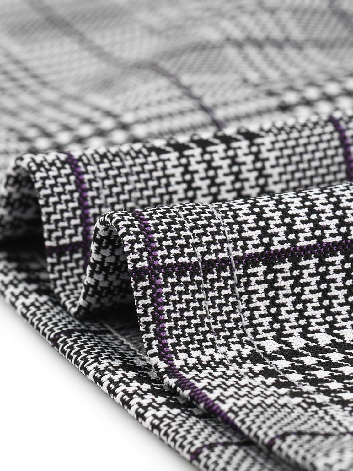 imageAllegra K Womens Peter Pan Dress Short Sleeve Stretchy Slim Fit Elegant Houndstooth Plaid Vintage DressesPurple