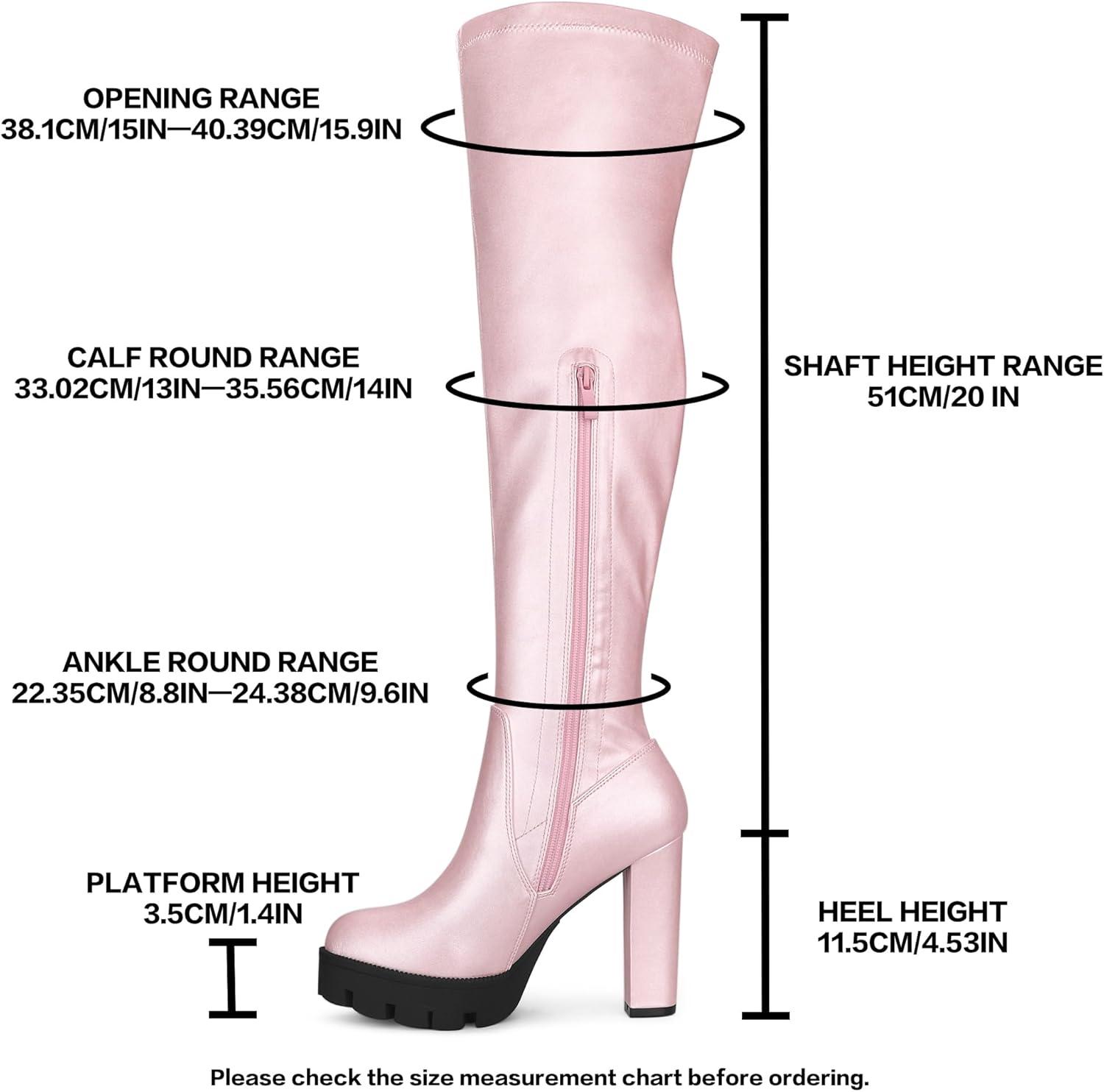imageAllegra K Womens Platform Boots Chunky Heel Over Knee High BootsBling Pink