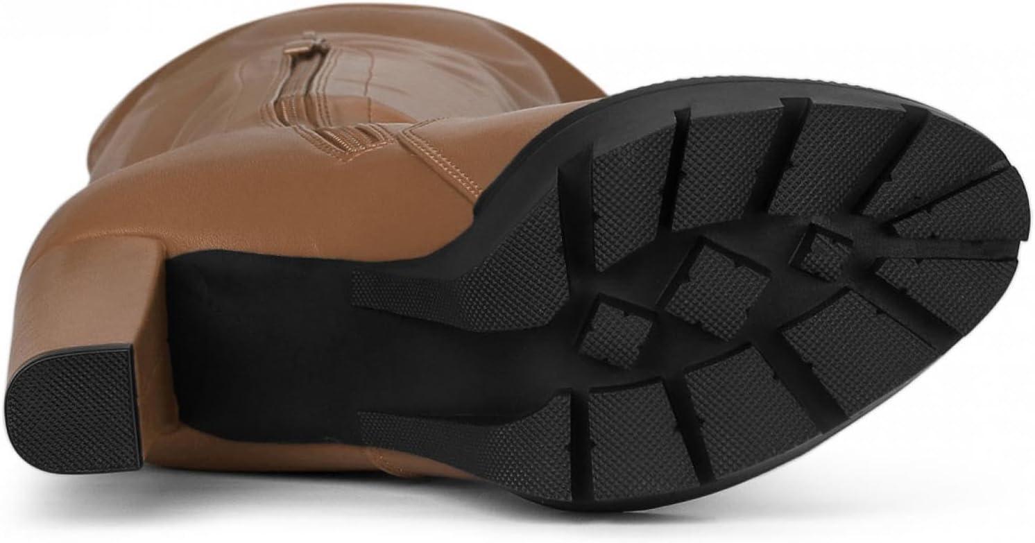 imageAllegra K Womens Platform Boots Chunky Heel Over Knee High BootsBrown