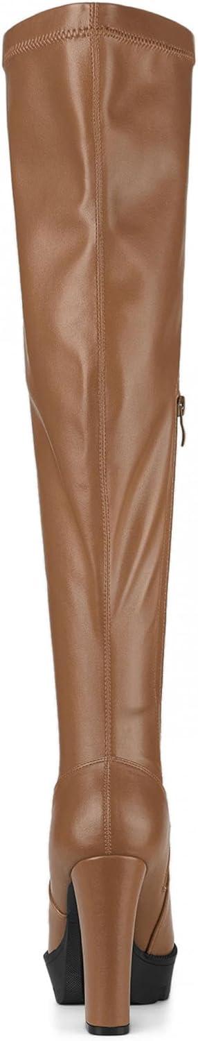 imageAllegra K Womens Platform Boots Chunky Heel Over Knee High BootsBrown