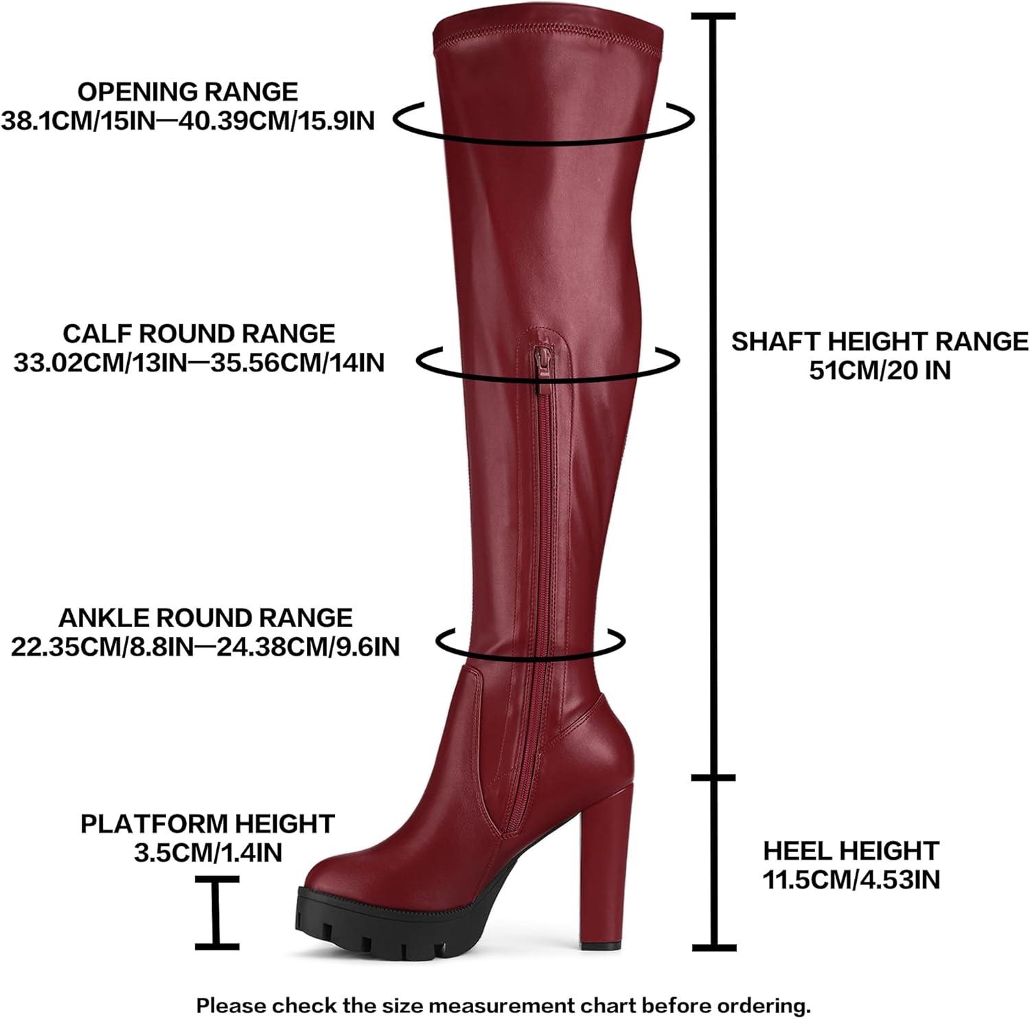 imageAllegra K Womens Platform Boots Chunky Heel Over Knee High BootsBurgundy