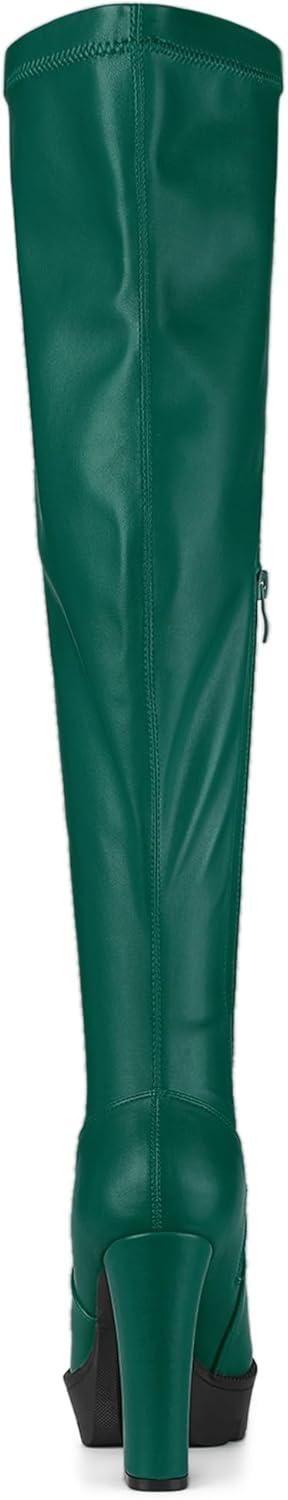 imageAllegra K Womens Platform Boots Chunky Heel Over Knee High BootsEmerald Green