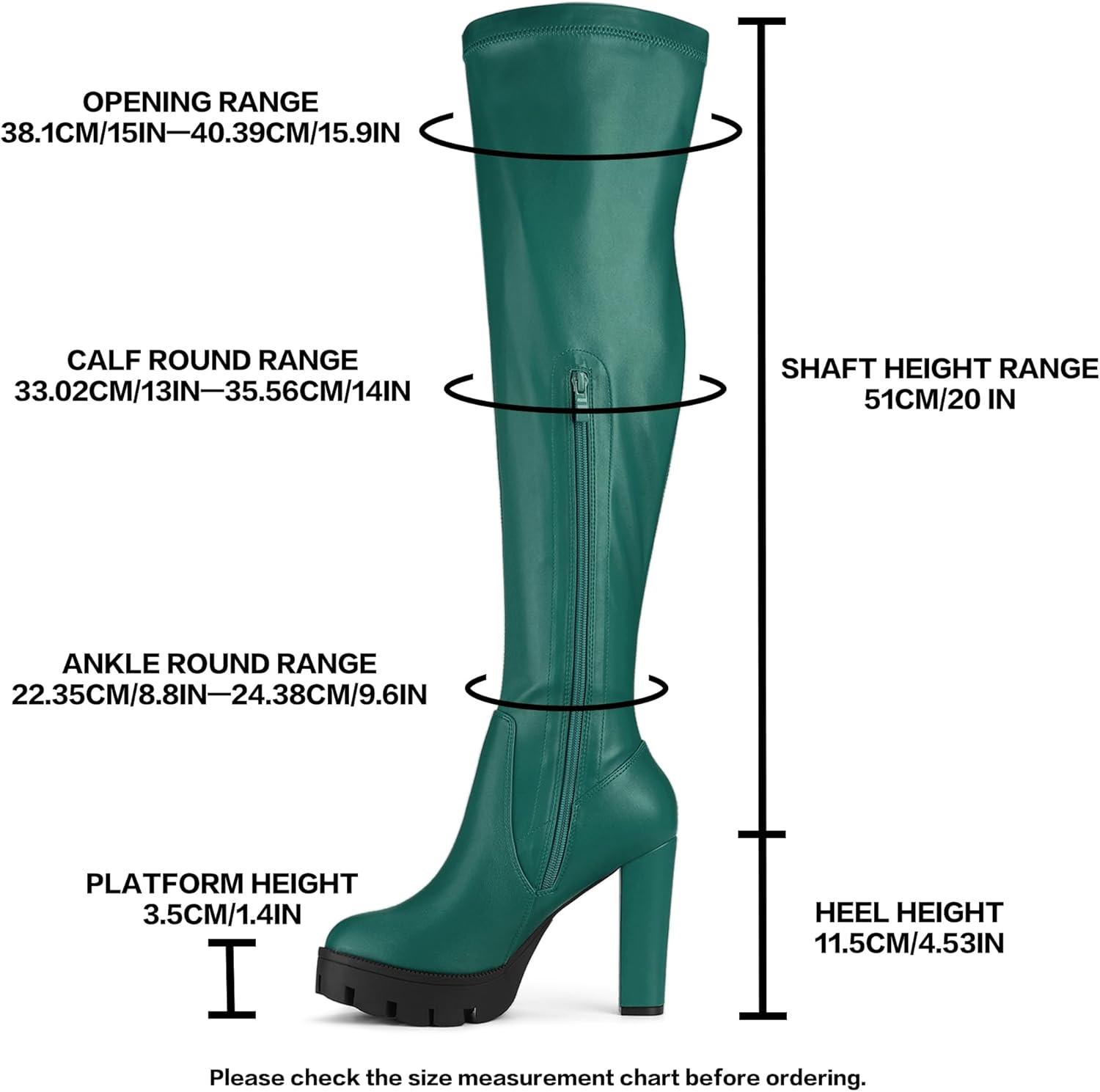 imageAllegra K Womens Platform Boots Chunky Heel Over Knee High BootsEmerald Green