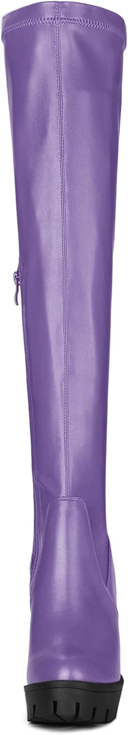 imageAllegra K Womens Platform Boots Chunky Heel Over Knee High BootsPurple