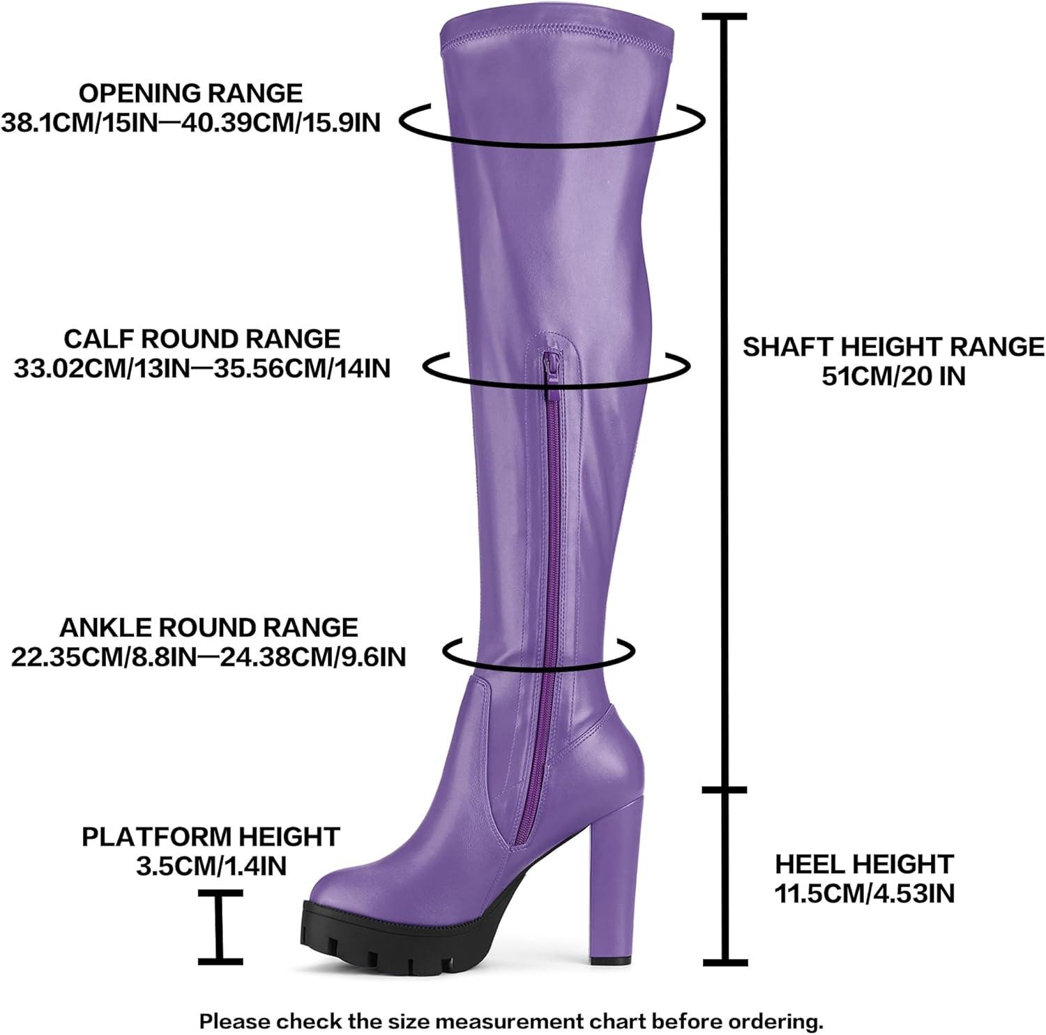 imageAllegra K Womens Platform Boots Chunky Heel Over Knee High BootsPurple