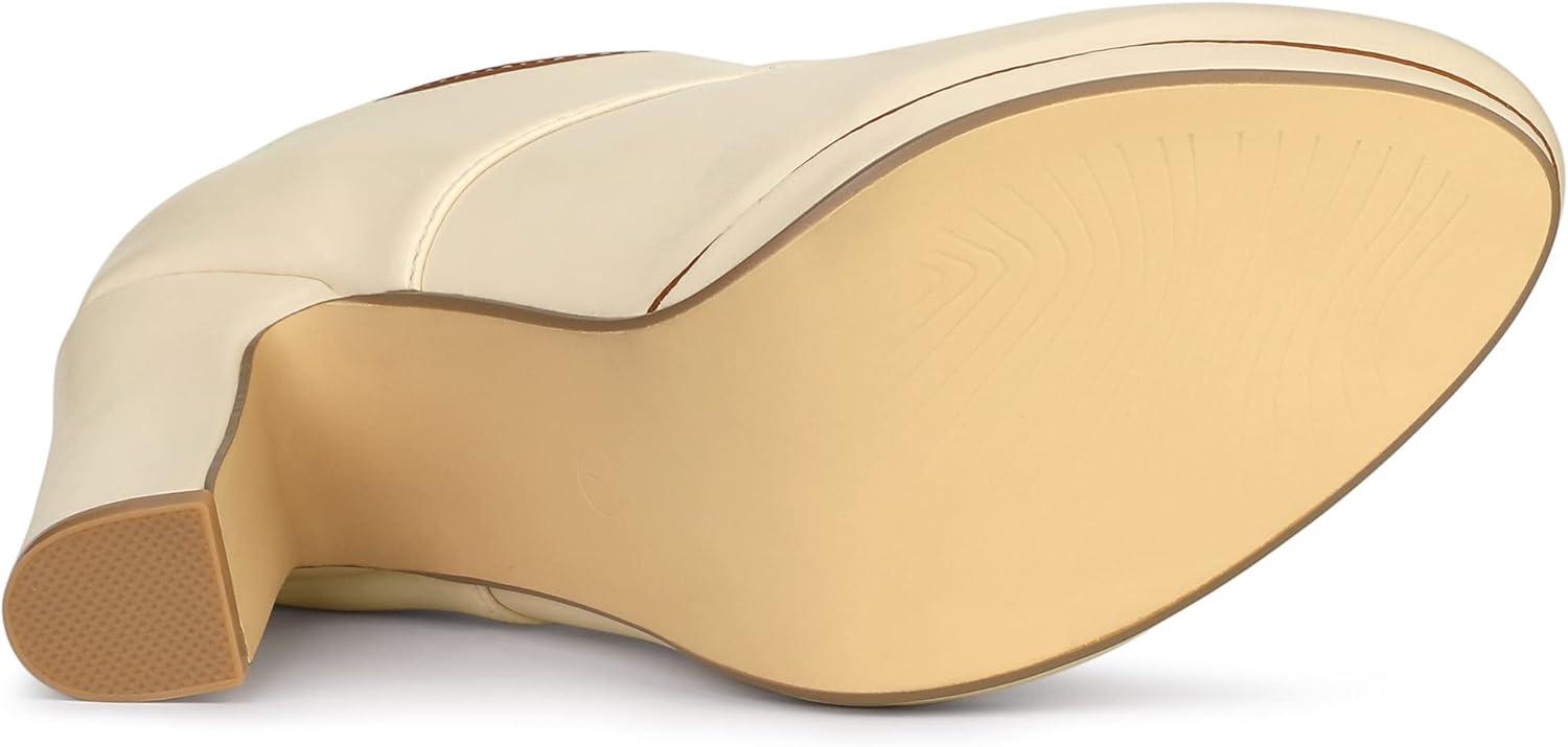 imageAllegra K Womens Platform Lace Up Chunky Heels Ankle BootsBeige