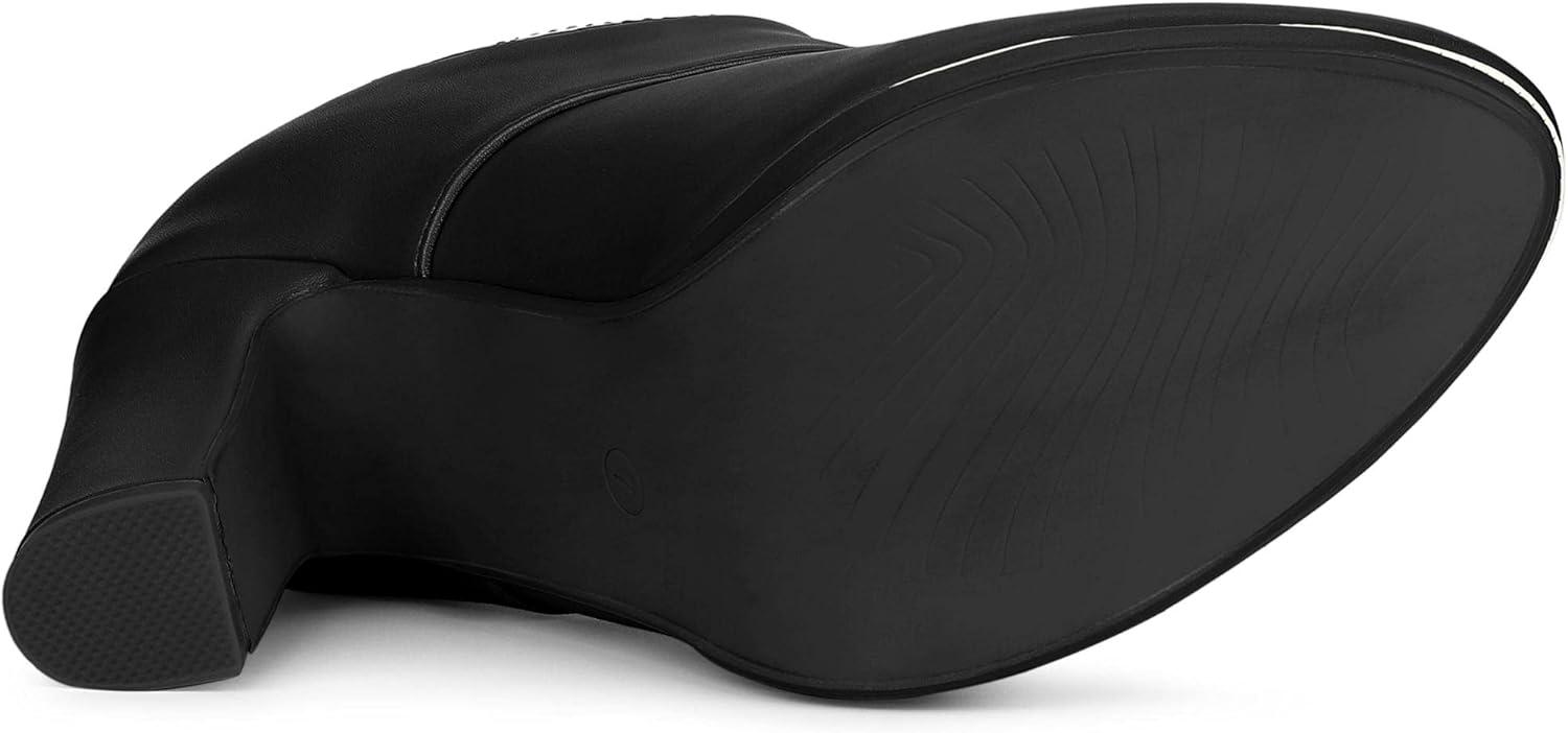 imageAllegra K Womens Platform Lace Up Chunky Heels Ankle BootsBlack