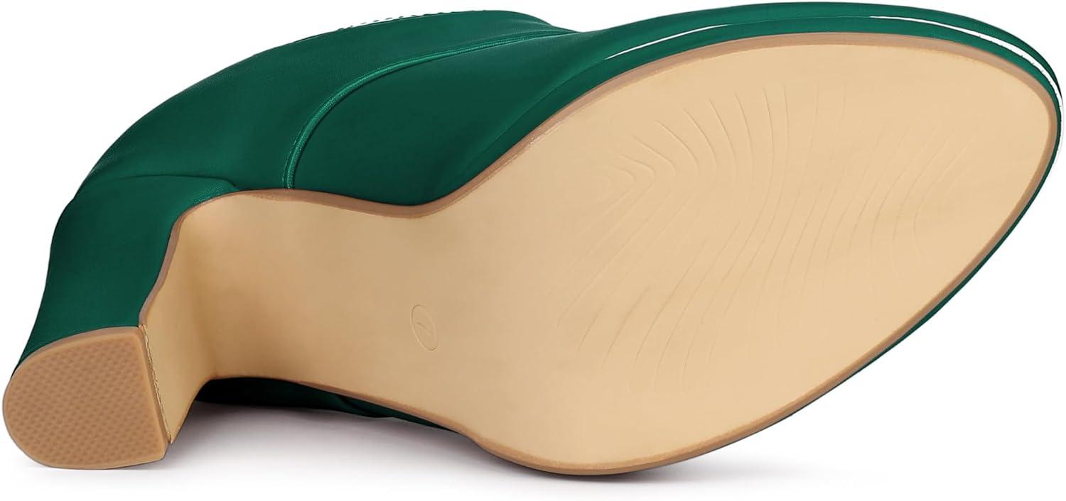 imageAllegra K Womens Platform Lace Up Chunky Heels Ankle BootsGreen