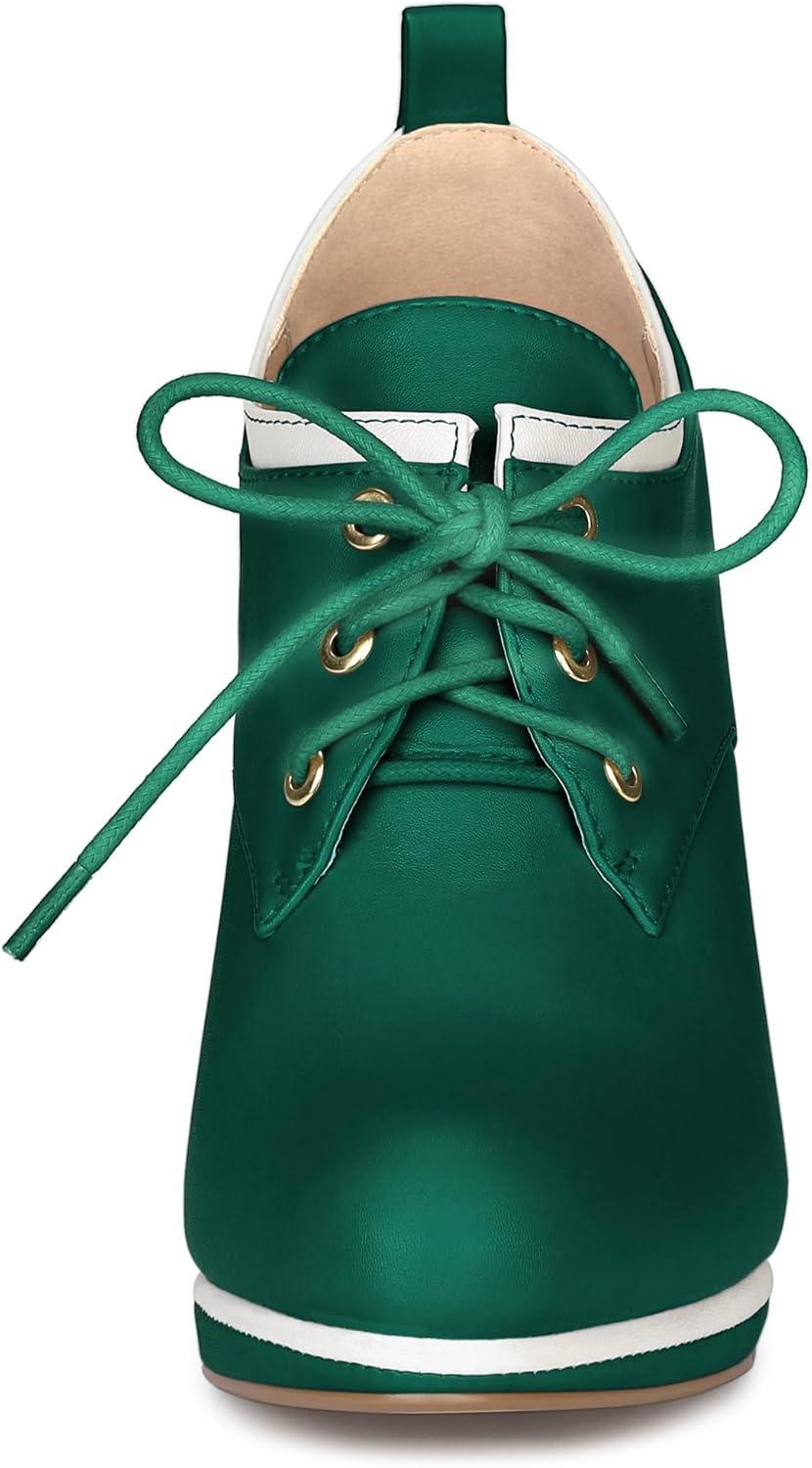 imageAllegra K Womens Platform Lace Up Chunky Heels Ankle BootsGreen