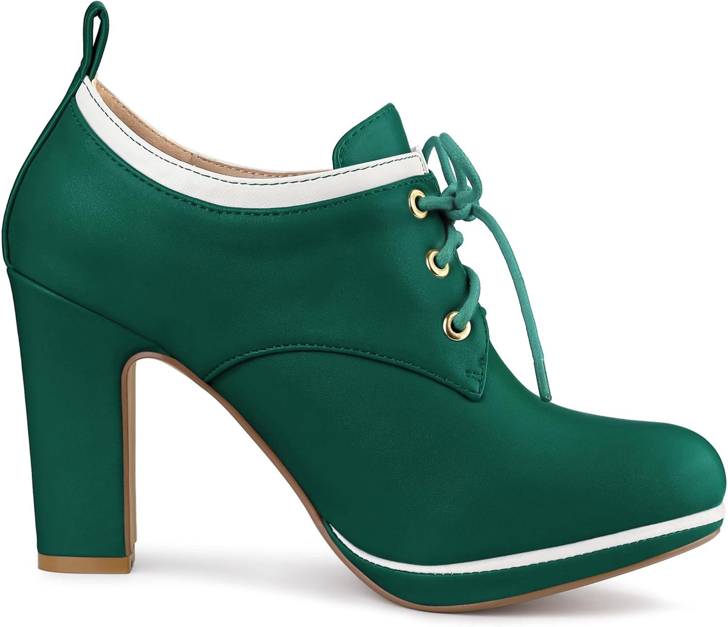 imageAllegra K Womens Platform Lace Up Chunky Heels Ankle BootsGreen