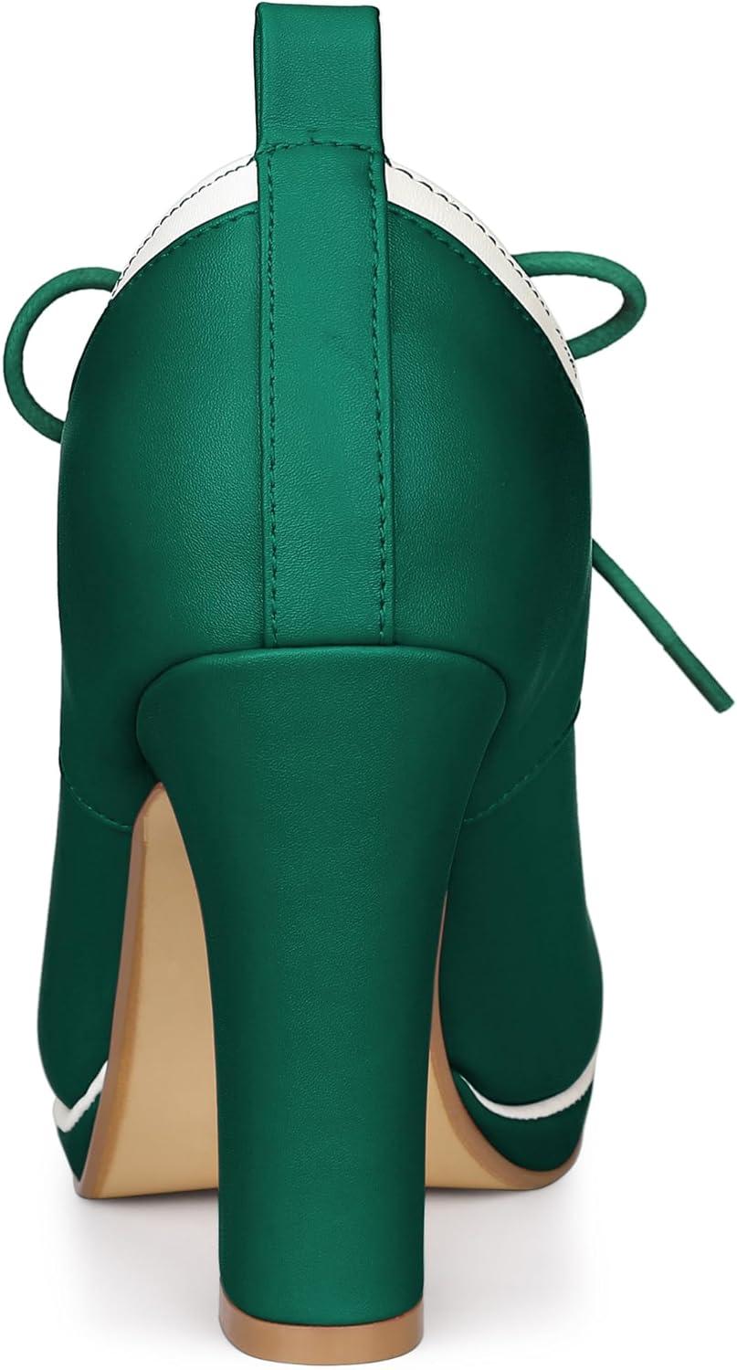 imageAllegra K Womens Platform Lace Up Chunky Heels Ankle BootsGreen