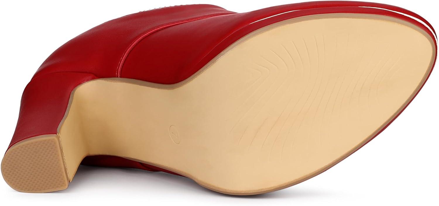 imageAllegra K Womens Platform Lace Up Chunky Heels Ankle BootsRed